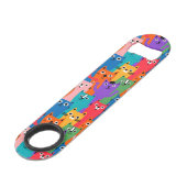 Kleurig kattenpatroon speed flessenopener (Voorkant Gekanteld)