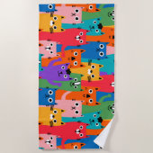 Kleurig kattenpatroon strandlaken (Voorkant)