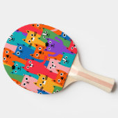 Kleurig kattenpatroon tafeltennisbatje (Zijkant)