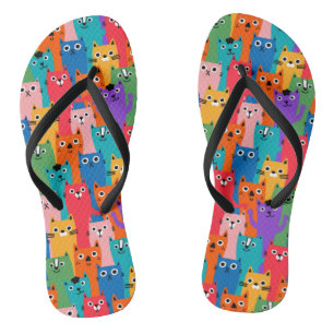 Kleurig kattenpatroon teenslippers