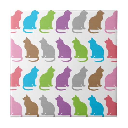 Kleurig kattenpatroon tegeltje (Voorkant)
