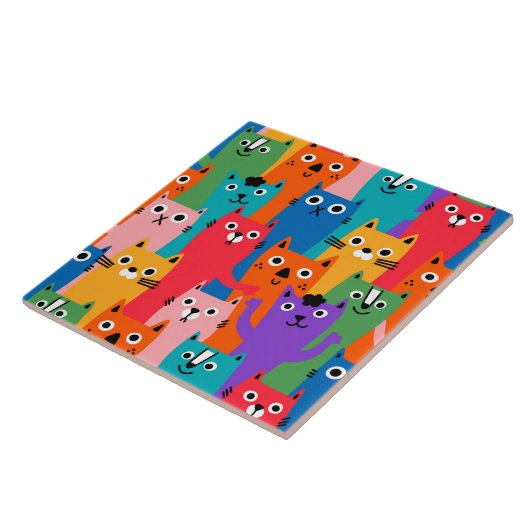 Kleurig kattenpatroon tegeltje (Zijkant)