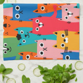 Kleurig kattenpatroon theedoek (Gevouwen)