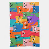 Kleurig kattenpatroon theedoek (Verticaal)