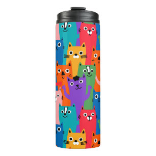 Kleurig kattenpatroon thermosbeker