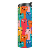 Kleurig kattenpatroon thermosbeker (Gedraaid links)