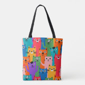 Kleurig kattenpatroon tote bag (Achterkant)