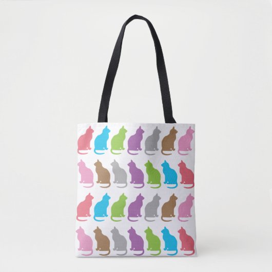 Kleurig kattenpatroon tote bag (Voorkant)