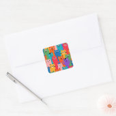 Kleurig kattenpatroon vierkante sticker (Envelop)