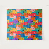 Kleurig kattenpatroon wandkleed (Voorkant (horizontaal))