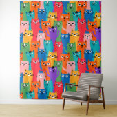 Kleurig kattenpatroon wandkleed (In situ)