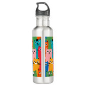 Kleurig kattenpatroon waterfles  (Achterkant)