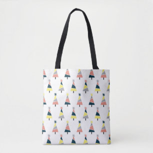 Kleurig kerstboompatroon tote bag