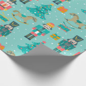 Kleurig kerstsymbool cadeaupapier (Hoek)