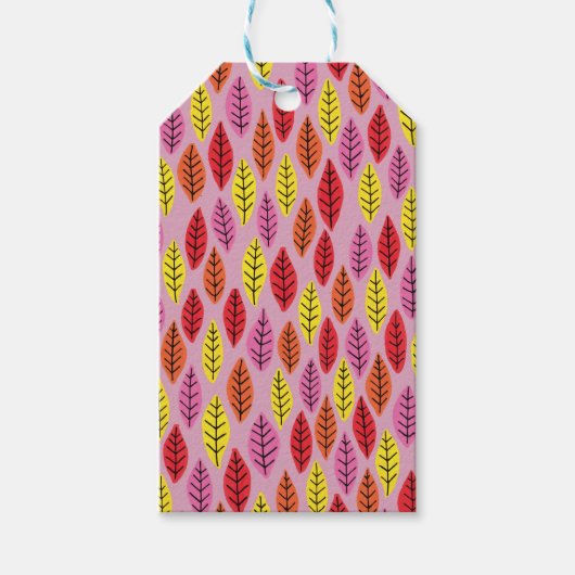 Kleurig Kinder bladpatroon Cadeaulabel (Voorkant)