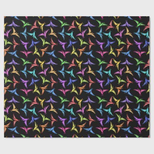 Kleurig klein vliegend pottendoekje cadeaupapier (Vlak)