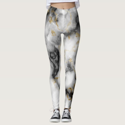 kleurig, kleurrijk, grijs goudkleurig patroon leggings (Voorkant)