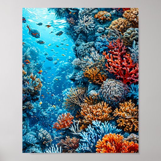 Kleurig koraalrif onder water oceaan natuur poster (Voorkant)