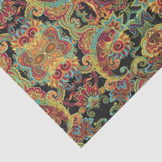 Kleurig kunstmatig getekend paisleypatroon tissuepapier (Detail)