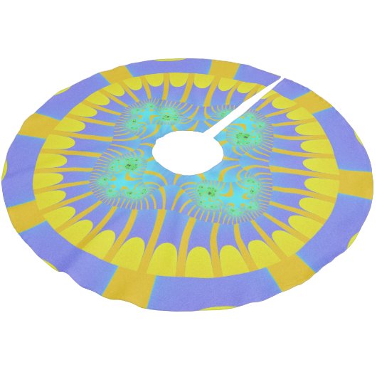 Kleurig lichtblauw en geel fractal kerstboom rok (Gekanteld)