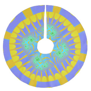 Kleurig lichtblauw en geel fractal kerstboom rok