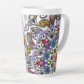 Kleurig lijnontwerp, latte mok (Rechterhoek)