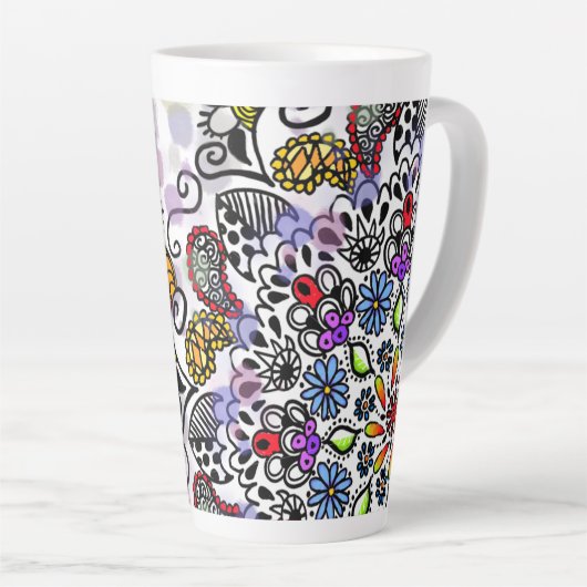 Kleurig lijnontwerp, latte mok (Rechterhoek)