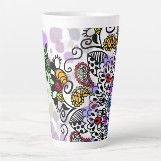 Kleurig lijnontwerp, latte mok (Voorkant)