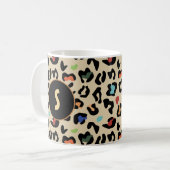 Kleurig luippatroon met monogram koffiemok (Voorkant links)