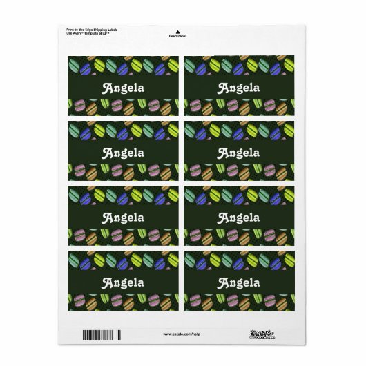 Kleurig macaronnetpatroon etiket (Full Sheet)