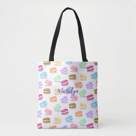 kleurig macaronpatroon tote bag (Voorkant)