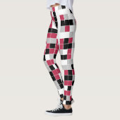 Kleurig magenta zwart grijs geometrisch patroon leggings (Links)