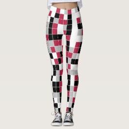 Kleurig magenta zwart grijs geometrisch patroon leggings