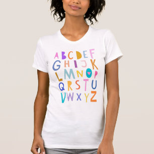 Kleurig makreel-alfabet dat ABC-letters leert T-shirt