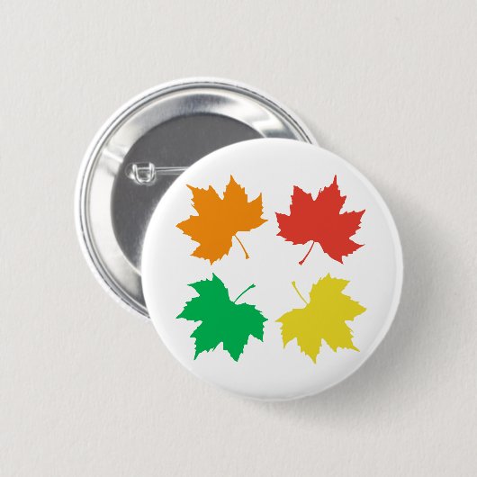 Kleurig mazelbladpatroon ronde button 5,7 cm (Voorkant /achterkant)