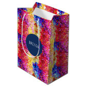 Kleurig meetkundig patroon van de disco glitter medium cadeauzakje (Achterkant Gekanteld)