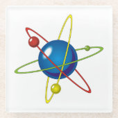 Kleurig model van de Atom Glazen Onderzetter (Voorkant)