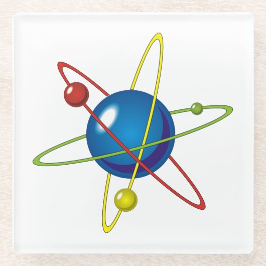 Kleurig model van de Atom Glazen Onderzetter (Voorkant)