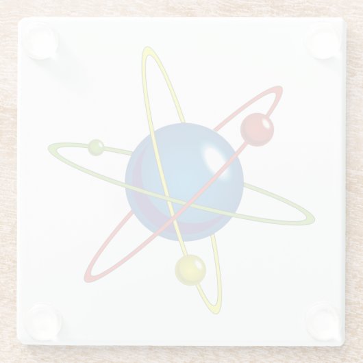 Kleurig model van de Atom Glazen Onderzetter (Achterkant)