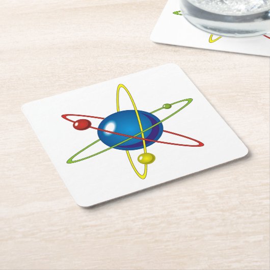 Kleurig model van de Atom Kartonnen Onderzetters (Schuin)