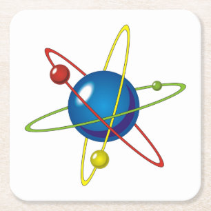 Kleurig model van de Atom Kartonnen Onderzetters
