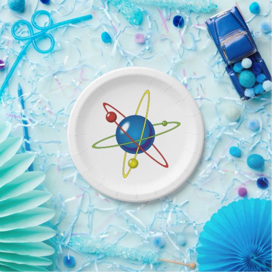Kleurig model van de Atom Papieren Bordje (Feest)