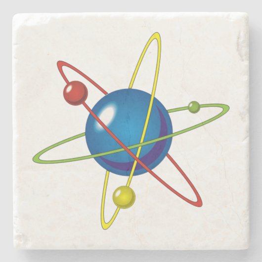 Kleurig model van de Atom Stenen Onderzetter (Voorkant)