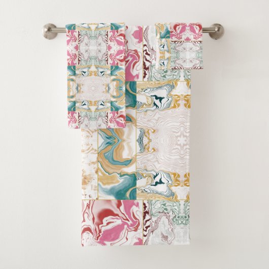 Kleurig modern marmerpatroon bad handdoek (Insitu)
