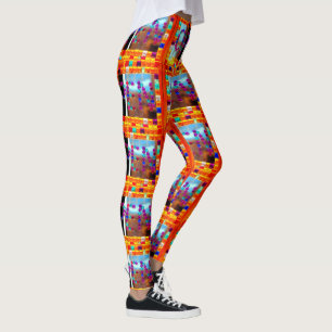 kleurig mozaïek open teken leggings