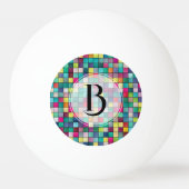 Kleurig mozaïekgeometrisch vierkantspatroon pingpongbal (Voorkant)