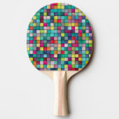 Kleurig mozaïekgeometrisch vierkantspatroon tafeltennisbatje (Achterkant)
