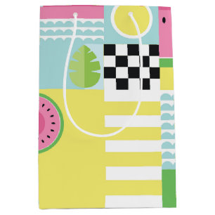 Kleurig mozaïekpatroon van zomervruchten medium cadeauzakje