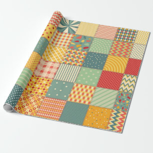 Kleurig naadloos patchwerkpatroon met abstract cadeaupapier