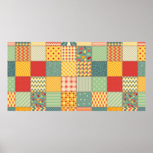Kleurig naadloos patchwerkpatroon met abstract  poster